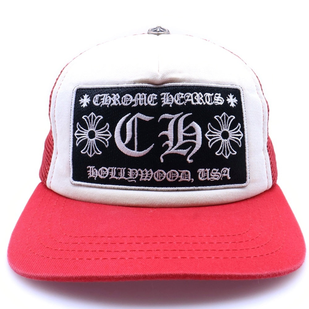 CHROME HEARTS(クロムハーツ) TRUCKER CAP CHパッチメッシュトラッカーキャップ クロスボール付 帽子 レッド/ホワイト