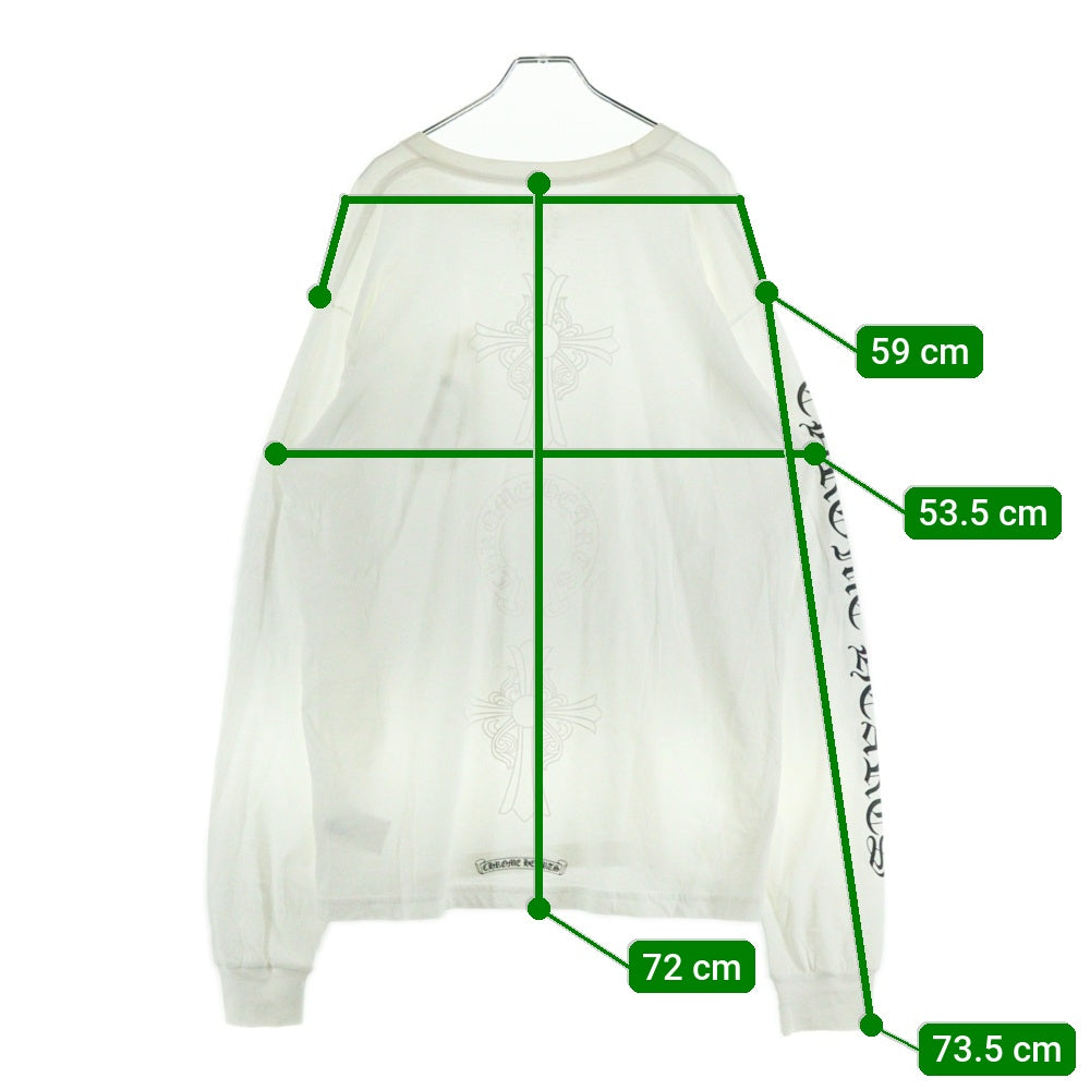 CHROME HEARTS(クロムハーツ) CH L S バックCHクロス ホースシュー アームロゴプリント 長袖カットソー ロンT ホワイト