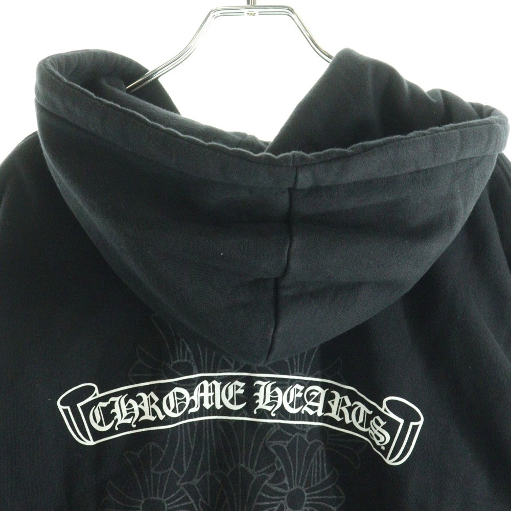 CHROME HEARTS(クロムハーツ) Back Cemetery Cross Print Zip Up Hoodie クロムハーツ バックセメタリークロスプリントジップアップフーディ パーカー 裏地サーマル ダガー ブラック