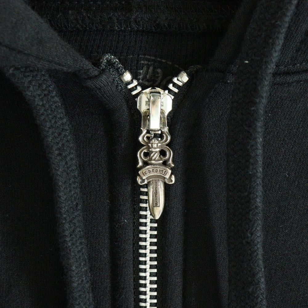 CHROME HEARTS(クロムハーツ) Back Cemetery Cross Print Zip Up Hoodie クロムハーツ バックセメタリークロスプリントジップアップフーディ パーカー 裏地サーマル ダガー ブラック