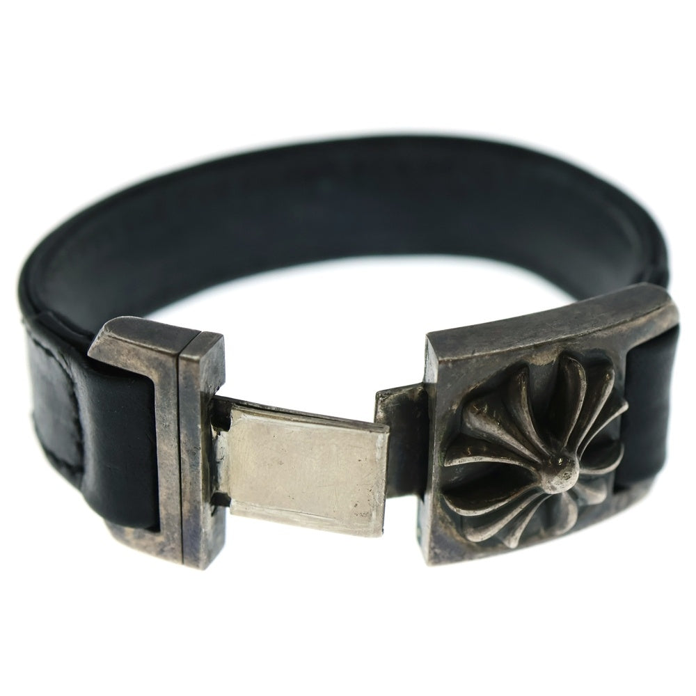 CHROME HEARTS(クロムハーツ) HARNESS CLASP ハーネスクラスプ レザーブレスレット ブラック/シルバー