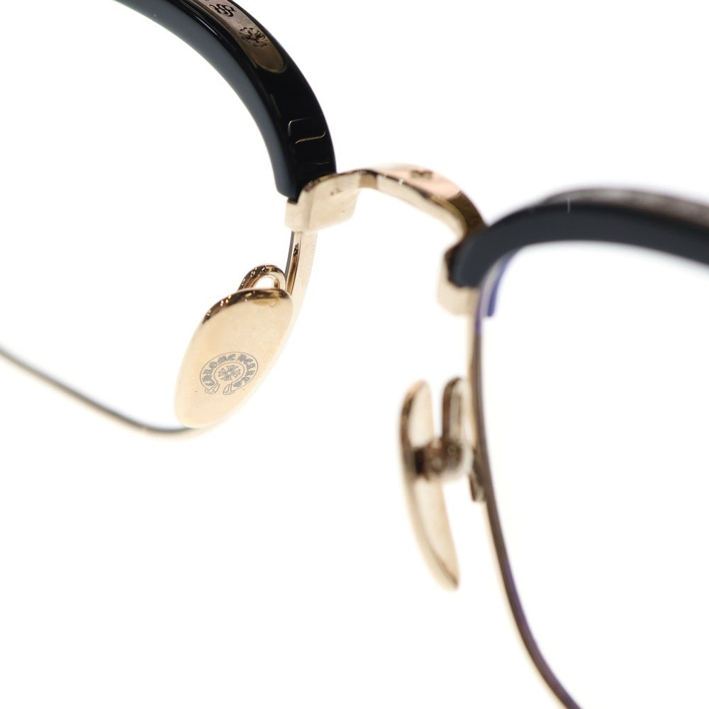 CHROME HEARTS(クロムハーツ) SLUNTRADICTION I クロスボールハーフリムスクエア眼鏡 ゴールド/ブラック