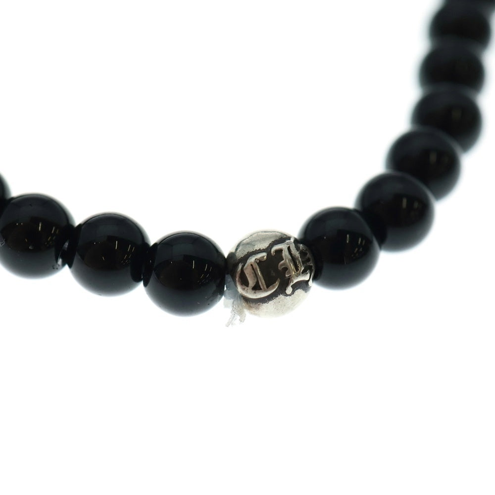 CHROME HEARTS(クロムハーツ) BEAD 6mm CHクロスチャーム ビーズブレスレット ブラック/シルバー