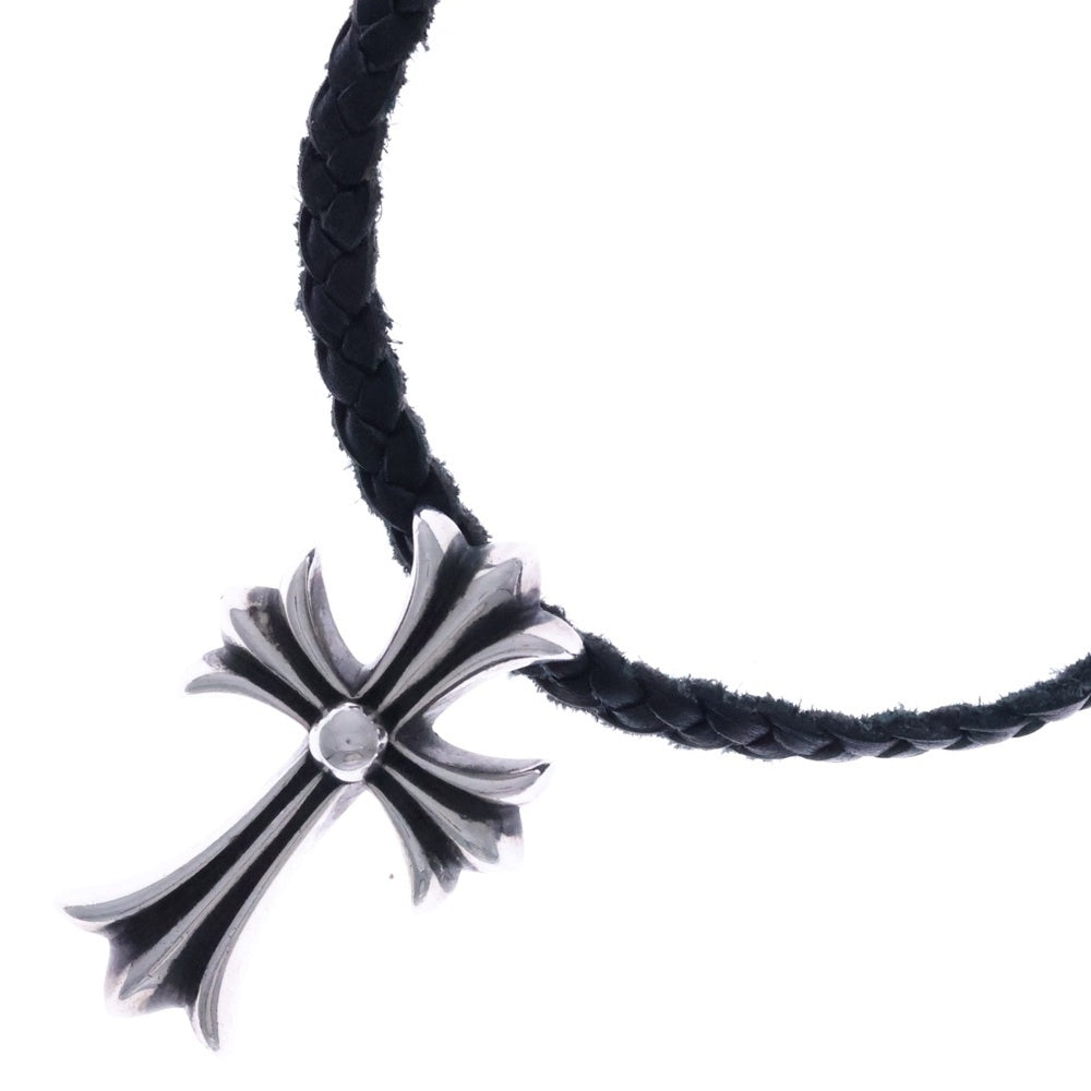 CHROME HEARTS(クロムハーツ) CH CRS SML CL スモールCHクロス レザーブレイド ネックレス シルバー/ブラック BCA217
