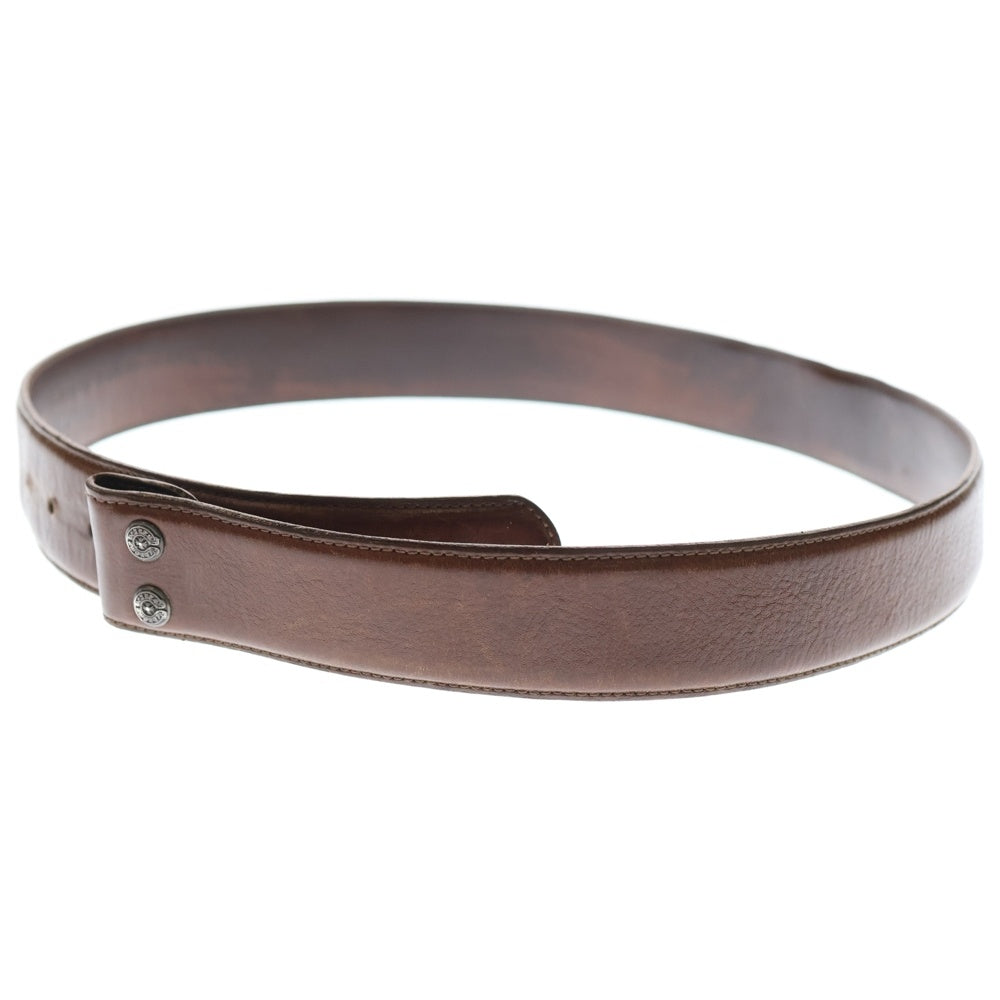CHROME HEARTS(クロムハーツ) 1.5 STRAP 1.5inch スクロールレーベルリベッツ レザーベルト ブラウン