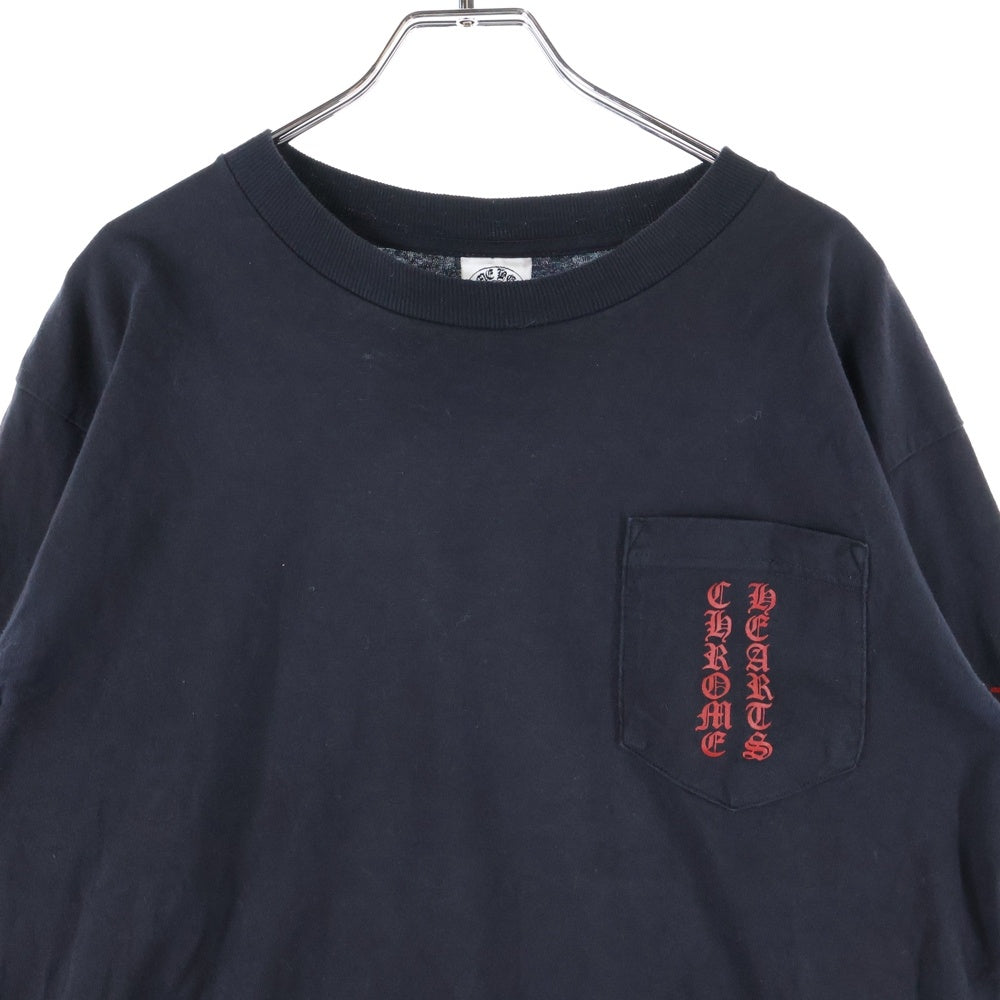 CHROME HEARTS(クロムハーツ) OLD Vertical Logo L/S オールド バーティカルロゴ バックプリント アーチロゴ 長袖Tシャツ カットソー レッド/ブラック