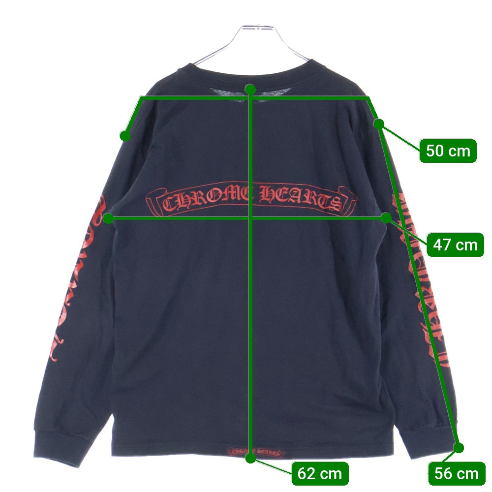 CHROME HEARTS(クロムハーツ) OLD Vertical Logo L/S オールド バーティカルロゴ バックプリント アーチロゴ 長袖Tシャツ カットソー レッド/ブラック