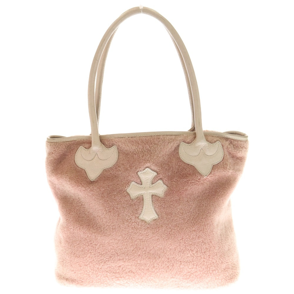 CHROME HEARTS(クロムハーツ) FS TOTE FSトート クロスパッチ付きムートントートバッグ ピンク