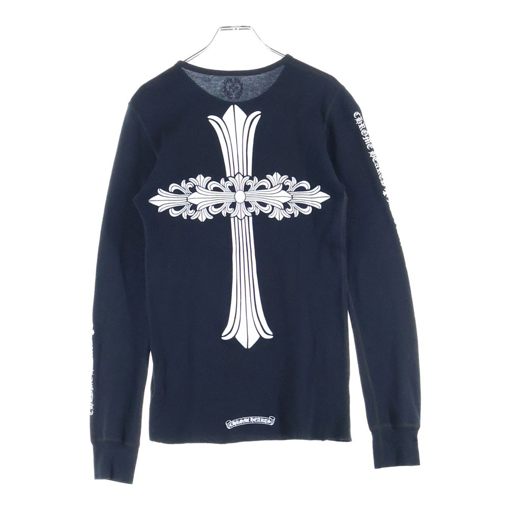 CHROME HEARTS(クロムハーツ) アームロゴ バッククロス サーマル 長袖Tシャツ ロンT ブラック