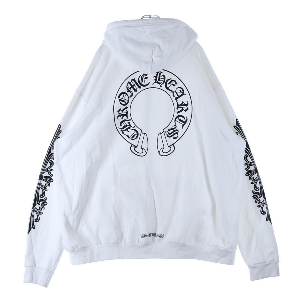 CHROME HEARTS(クロムハーツ) SWTSHRT HD ZIP 袖フローラルバックホースシュープリントパーカー