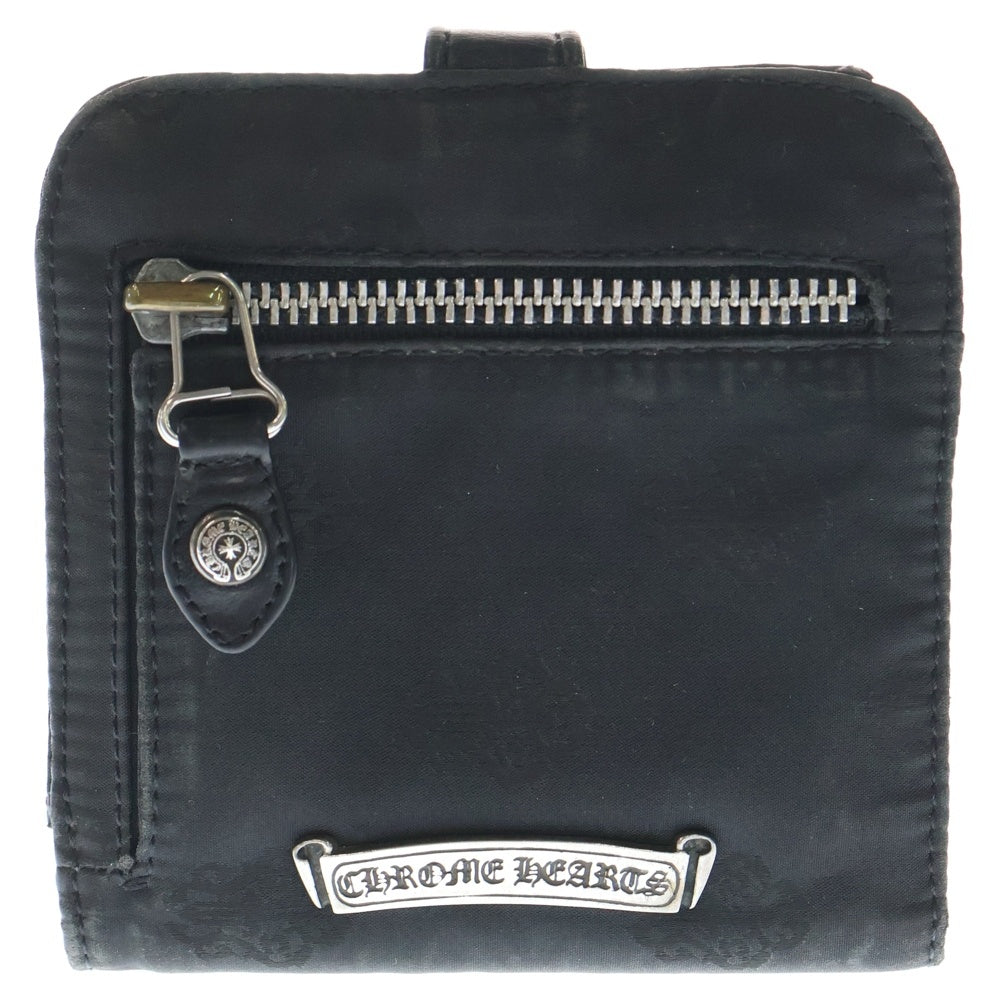 CHROME HEARTS(クロムハーツ) SQ BTN BILL スクエアボタンビル フラップボタンナイロンウォレット ブラック