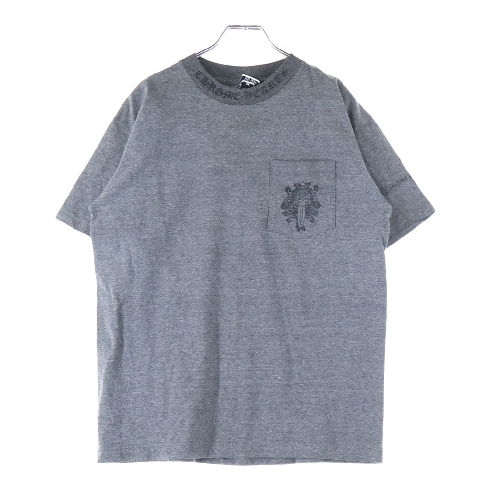CHROME HEARTS(クロムハーツ) OLD Dagger Neck Logo Tee オールドモデル ダガープリント半袖Tシャツ グレー