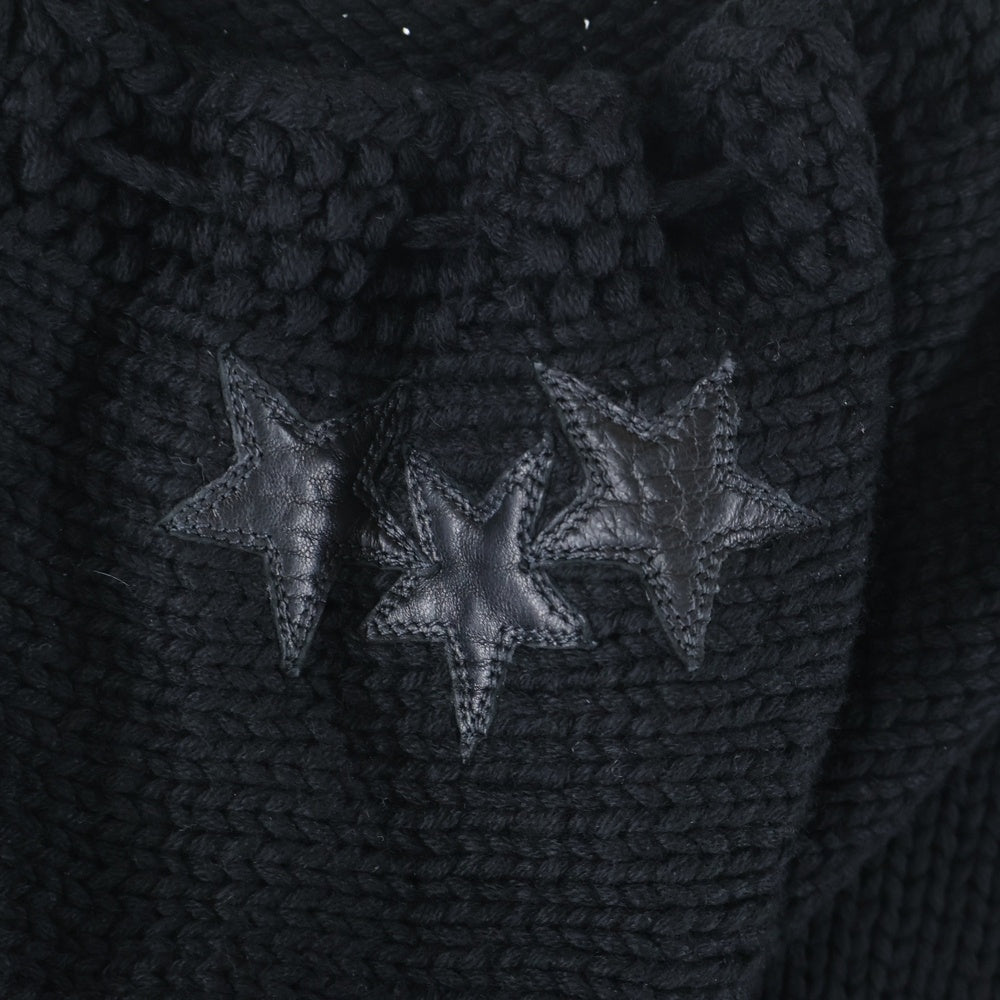 CHROME HEARTS(クロムハーツ) スターパッチ付き スパイク装飾 カシミアプルオーバーパーカー ブラック