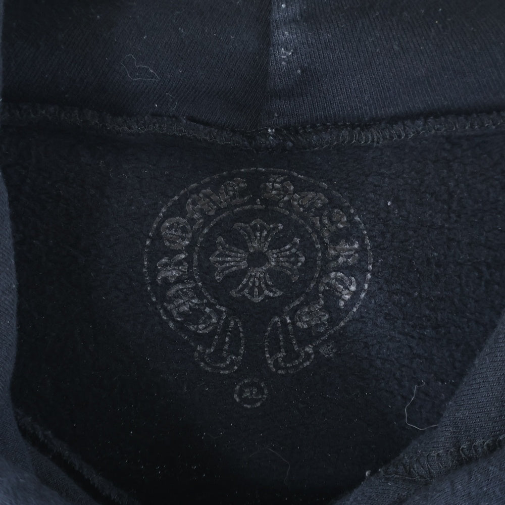 CHROME HEARTS(クロムハーツ) SWTSHRT PLVR 袖フローラルバックホースシュープリントプルオーバーパーカー ブラック/ホワイト