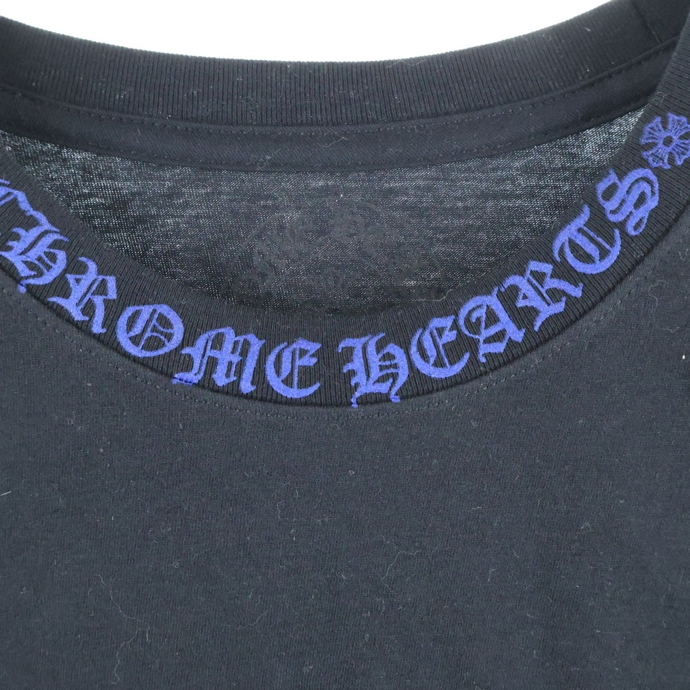 CHROME HEARTS(クロムハーツ) NECK LOGO S/S TEE ネック ロゴプリントTシャツ 半袖カットソー ブラック/ブルー