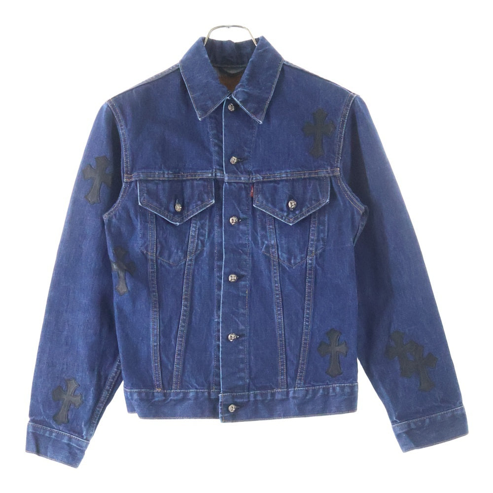 CHROME HEARTS(クロムハーツ) ×リーバイス LEVI'S クロスパッチ付クロスボールボタンデニムジャケット インディゴ/ブラック