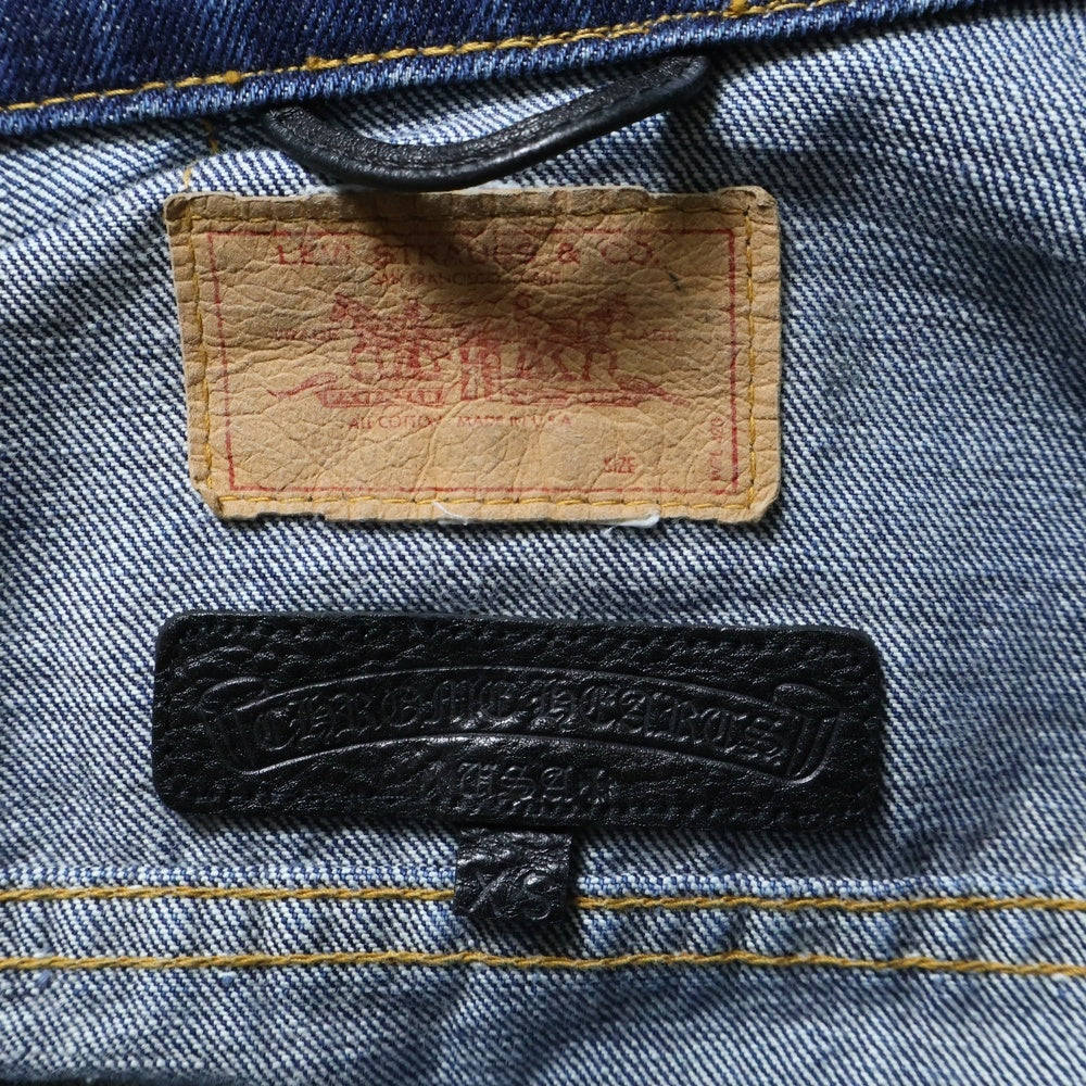 CHROME HEARTS(クロムハーツ) ×リーバイス LEVI'S クロスパッチ付クロスボールボタンデニムジャケット インディゴ/ブラック
