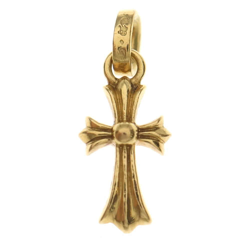 ki　CHROME HEARTS 22K CRS BBYFAT P SAP Chrome Hearts 22K Gold Blue Saph Babyfat Cross Charm Pendant - SRM