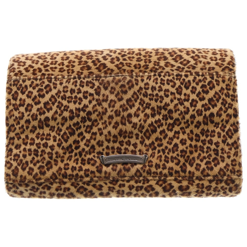 CHROME HEARTS(クロムハーツ) セメタリークロスパッチ付き レオパード クラッチバック ブラック/ベージュ