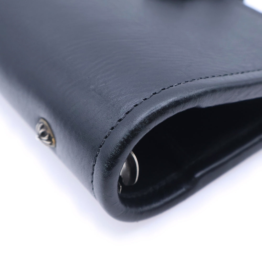 CHROME HEARTS(クロムハーツ) AGENDA PLAIN アジェンダ クロスボールボタンレザーブックカバー ブラック