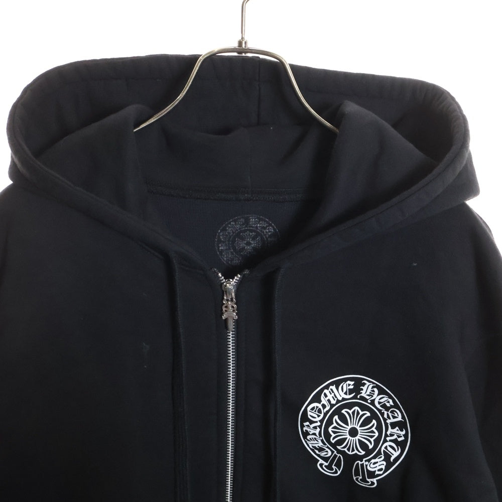 CHROME HEARTS(クロムハーツ) SWTSHRT HD ZIP LTD ホノルル限定バックホースシュープリントジップアップパーカー ブラック/ホワイト