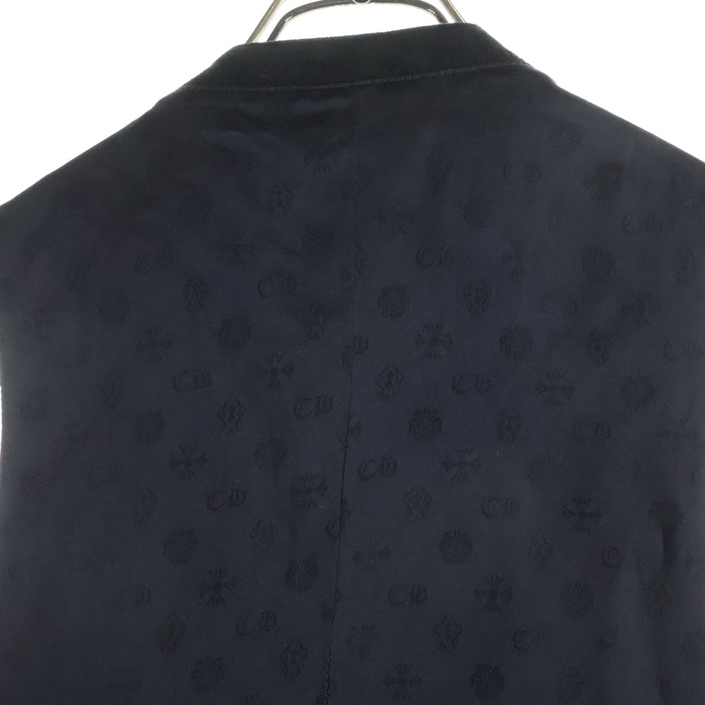 CHROME HEARTS(クロムハーツ) バックシルク切替 6Bレザーベスト ブラック