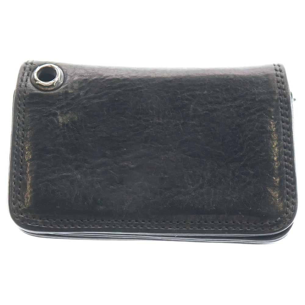 CHROME HEARTS(クロムハーツ) CARD CASE スクロールラベル レザーカードケース ブラック