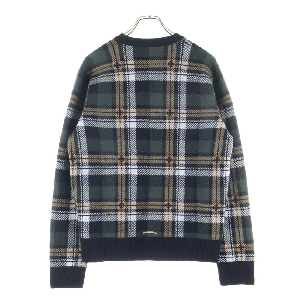 CHROME HEARTS(クロムハーツ) BIG CITY CH PLS カシミヤ混 チェック柄 Vネックウールニット マルチ