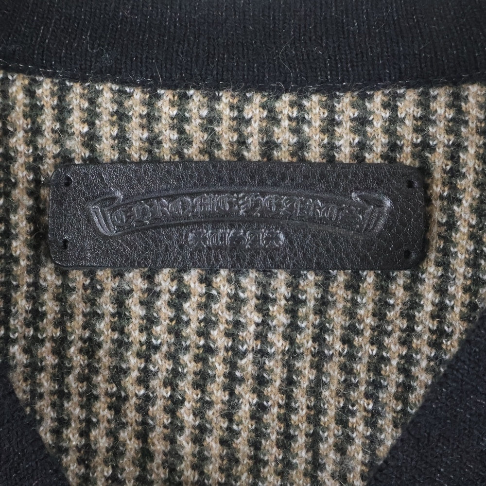 CHROME HEARTS(クロムハーツ) BIG CITY CH PLS カシミヤ混 チェック柄 Vネックウールニット マルチ
