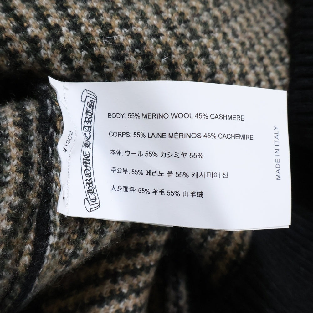 CHROME HEARTS(クロムハーツ) BIG CITY CH PLS カシミヤ混 チェック柄 Vネックウールニット マルチ