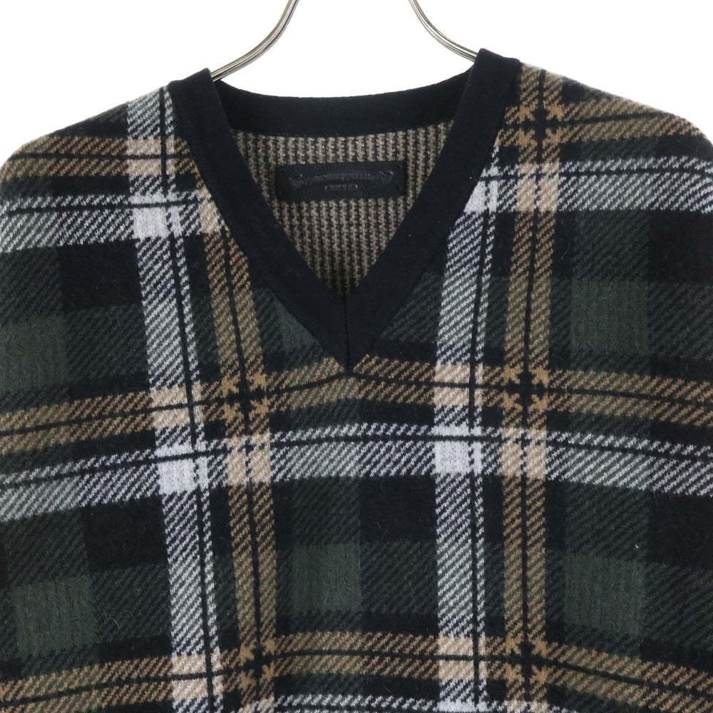 CHROME HEARTS(クロムハーツ) BIG CITY CH PLS カシミヤ混 チェック柄 Vネックウールニット マルチ
