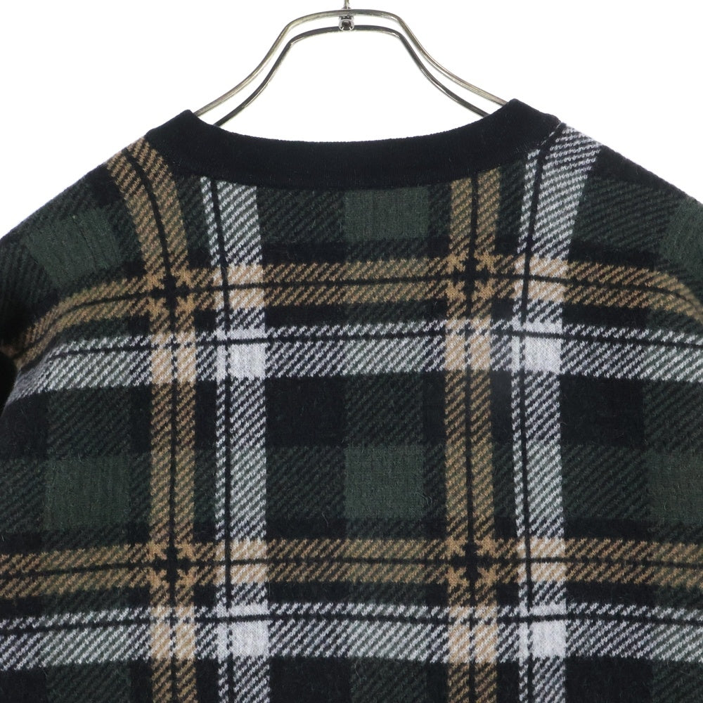 CHROME HEARTS(クロムハーツ) BIG CITY CH PLS カシミヤ混 チェック柄 Vネックウールニット マルチ