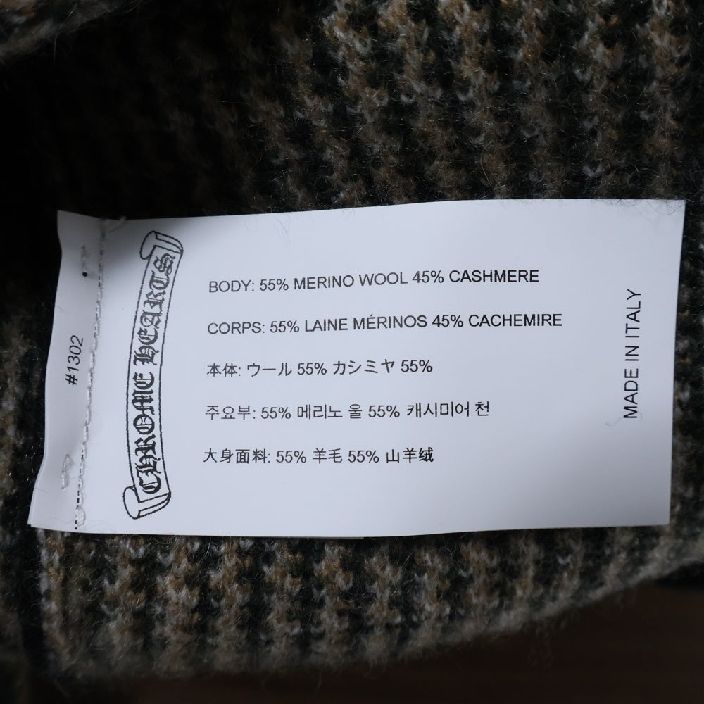 CHROME HEARTS(クロムハーツ) BIG CITY CH PLS カシミヤ混 チェック柄 Vネックウールニット マルチ