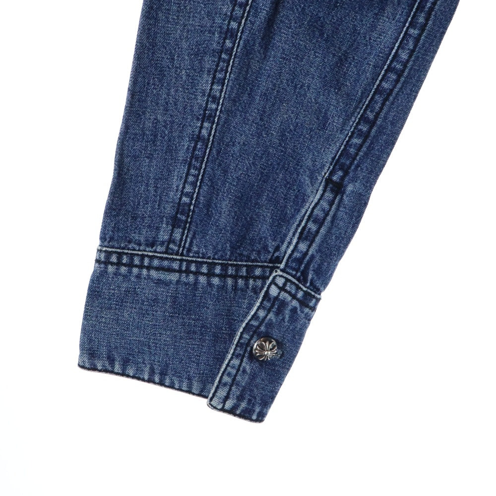 CHROME HEARTS(クロムハーツ) Y NOT Cross Ball Button LAST BITE Denim ワイノット クロスボールボタン ラストバイト デニムシャツ ロングシャツ クロスボールボタン装飾 ウォッシュド加工