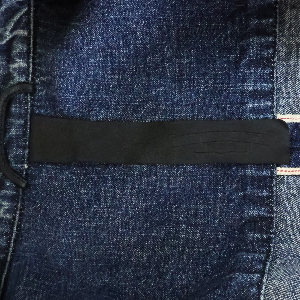 CHROME HEARTS(クロムハーツ) Y NOT Cross Ball Button LAST BITE Denim ワイノット クロスボールボタン ラストバイト デニムシャツ ロングシャツ クロスボールボタン装飾 ウォッシュド加工