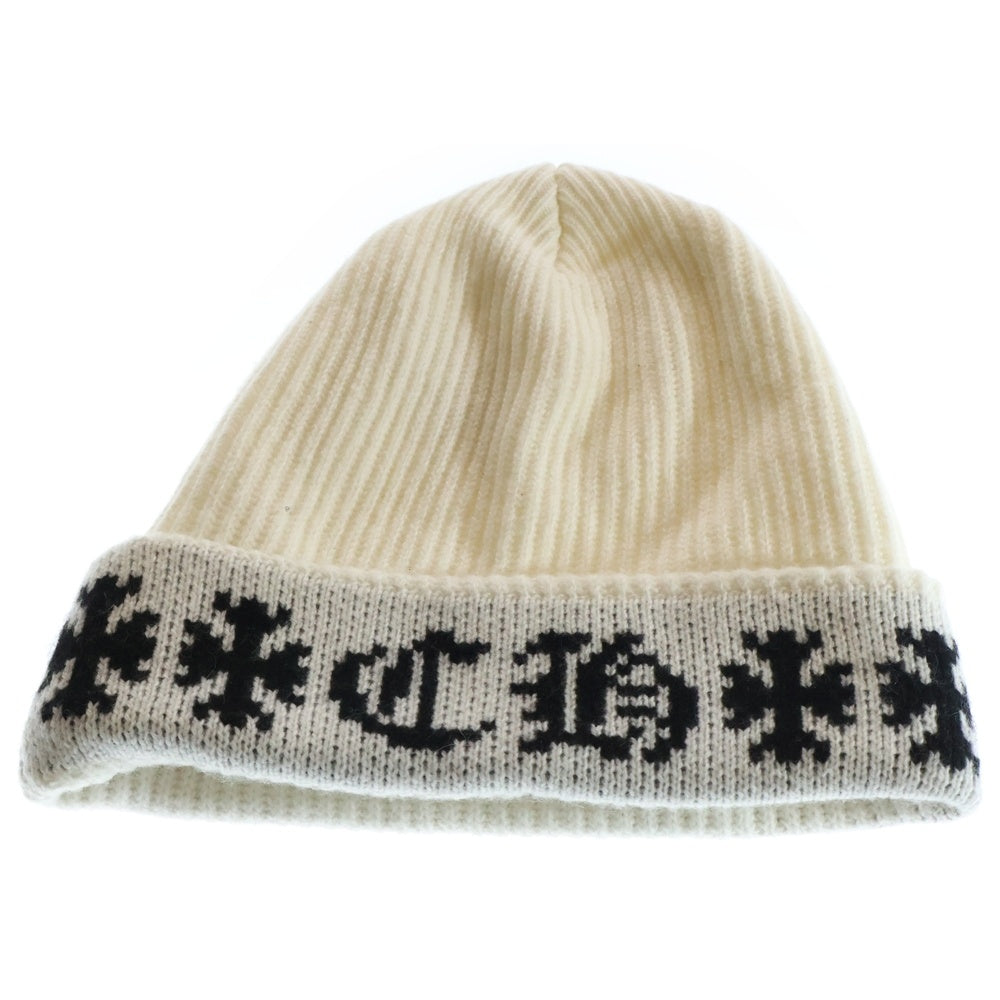 CHROME HEARTS(クロムハーツ) BIG DADDY ビッグダディ スターボール付きカシミヤニットビーニーニットキャップ ホワイト