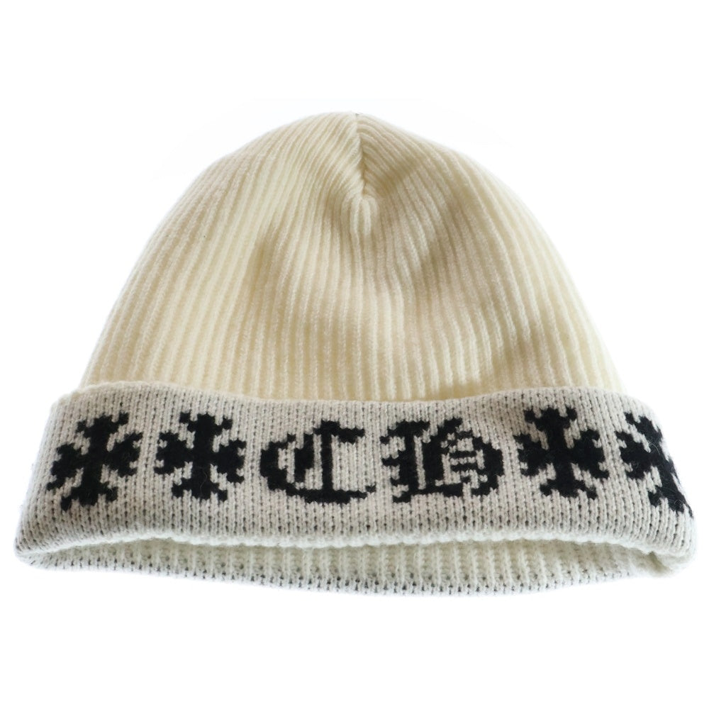 CHROME HEARTS(クロムハーツ) BIG DADDY ビッグダディ スターボール付きカシミヤニットビーニーニットキャップ ホワイト