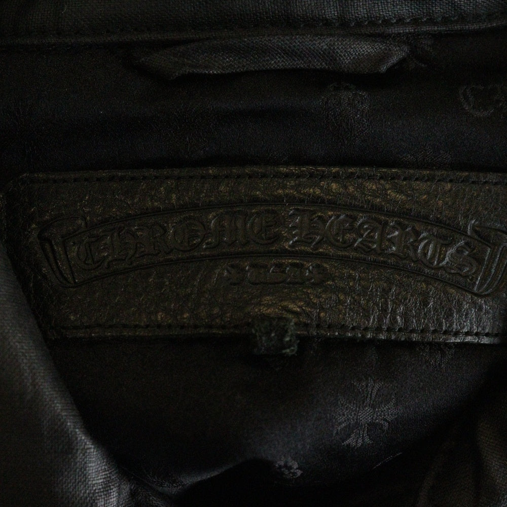 CHROME HEARTS(クロムハーツ) CARMALITA カルマリータ 襟付シングルダガージップ アームフレアニー デストロイレザージャケット