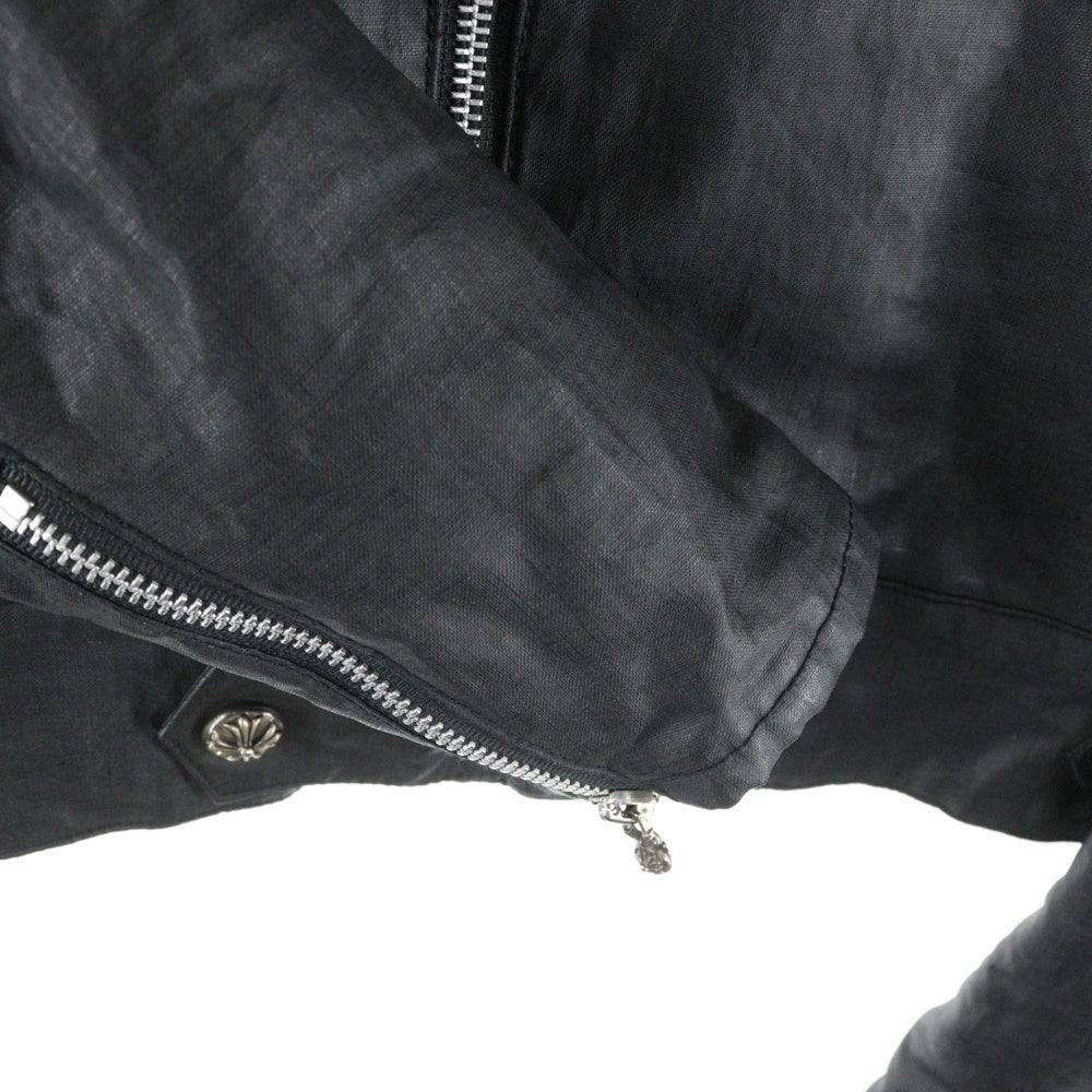 CHROME HEARTS(クロムハーツ) フード付き ダガークロスボールダブルジップアップ オイルレザージャケット ブラック