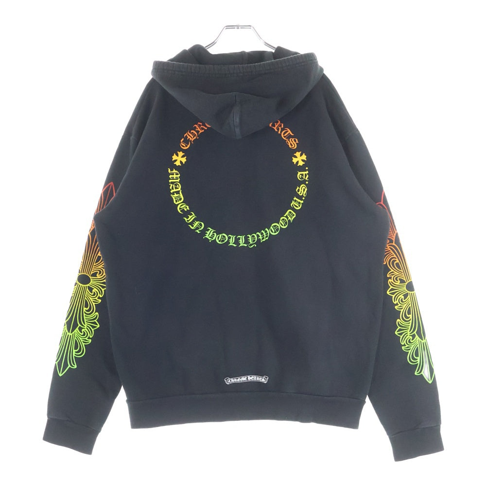 CHROME HEARTS(クロムハーツ) Back Grad Circle Logo Hoodie アームフローラル グラデーションサークルプリント ジップアップパーカー ブラック