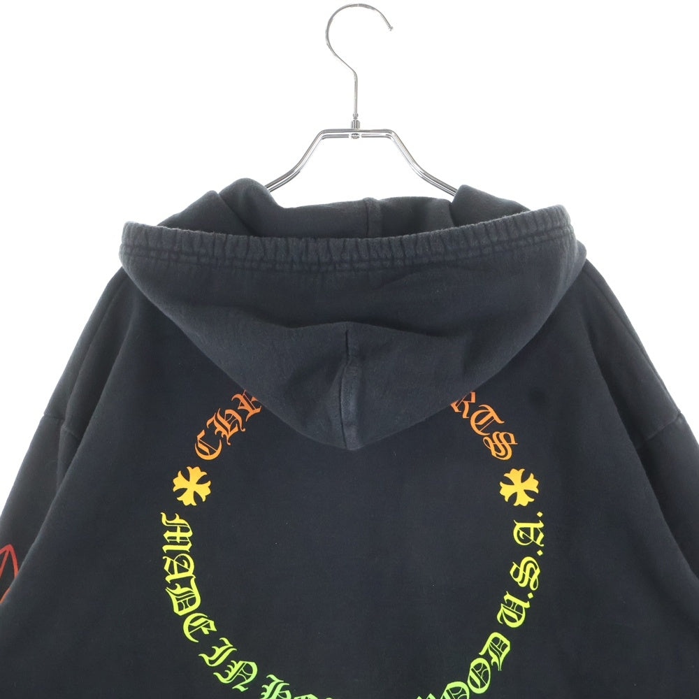 CHROME HEARTS(クロムハーツ) Back Grad Circle Logo Hoodie アームフローラル グラデーションサークルプリント ジップアップパーカー ブラック
