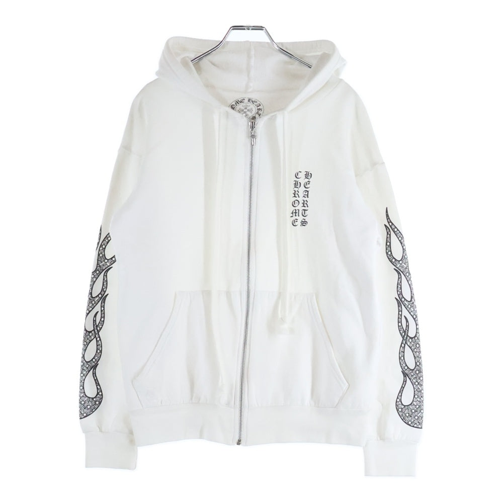 CHROME HEARTS(クロムハーツ) Arm Flame SWTSHRT HD ZIP アームフレイムプリントダガージップアップパーカー ホワイト レディース