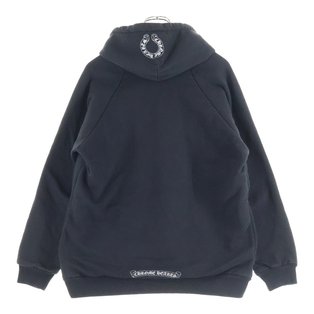 CHROME HEARTS(クロムハーツ) OLD SWTSHRT PLVR HD ヴァインダガープリント 袖英字プリント 裏地サーマル スウェットプルオーバーパーカー ブラック