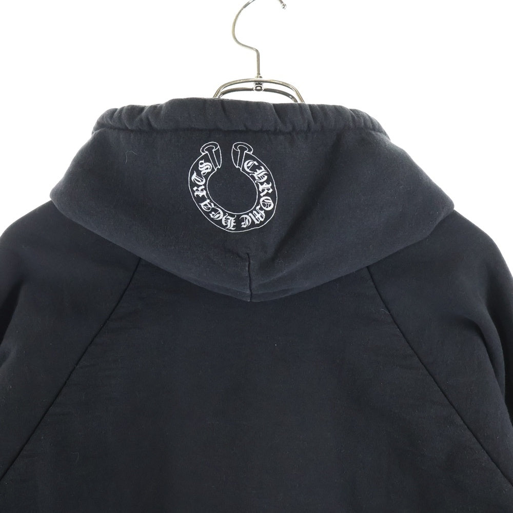 CHROME HEARTS(クロムハーツ) OLD SWTSHRT PLVR HD ヴァインダガープリント 袖英字プリント 裏地サーマル スウェットプルオーバーパーカー ブラック