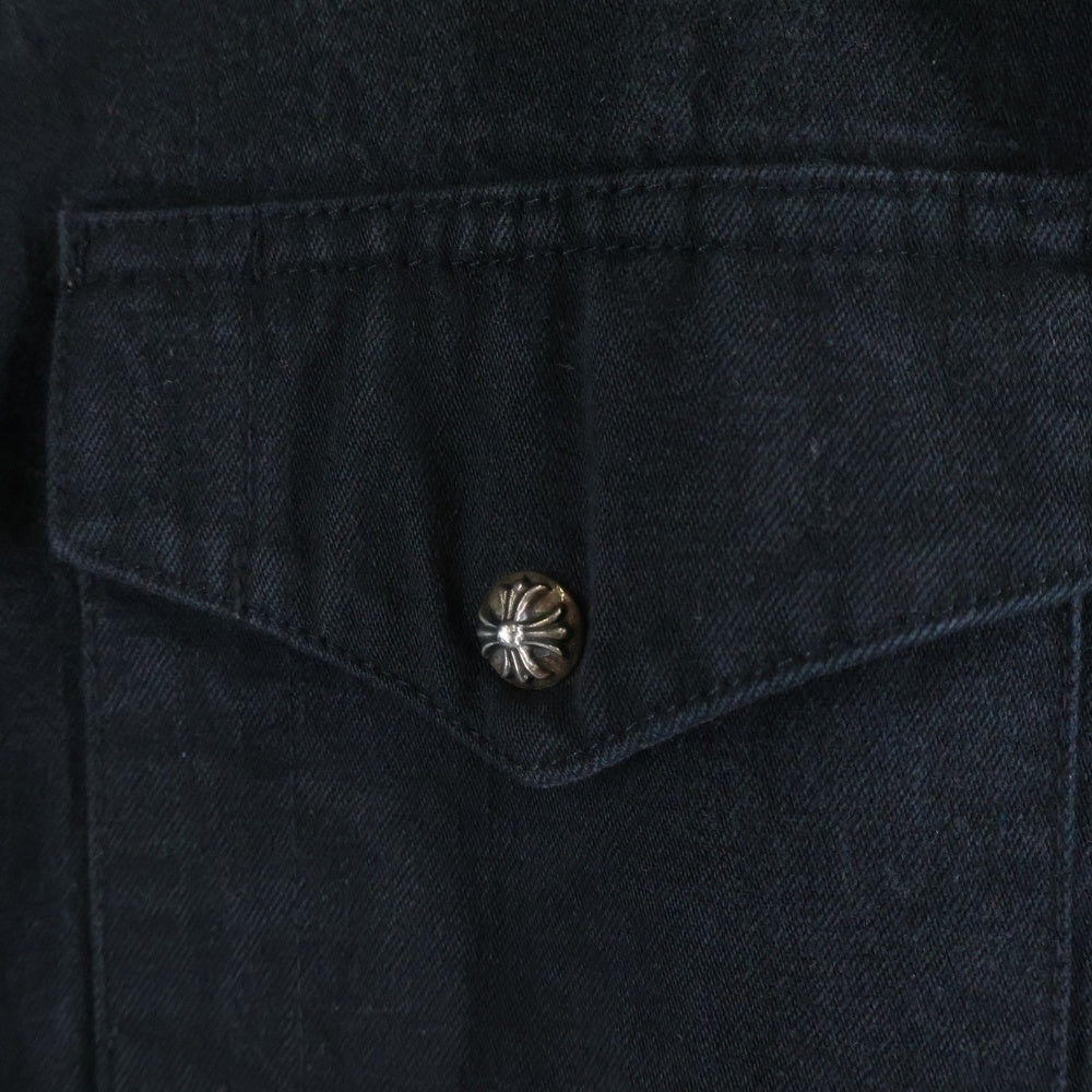 CHROME HEARTS(クロムハーツ) 袖クロスパッチクロスボールボタンデニム長袖シャツ DENIM WESTERN/デニムウエスタン