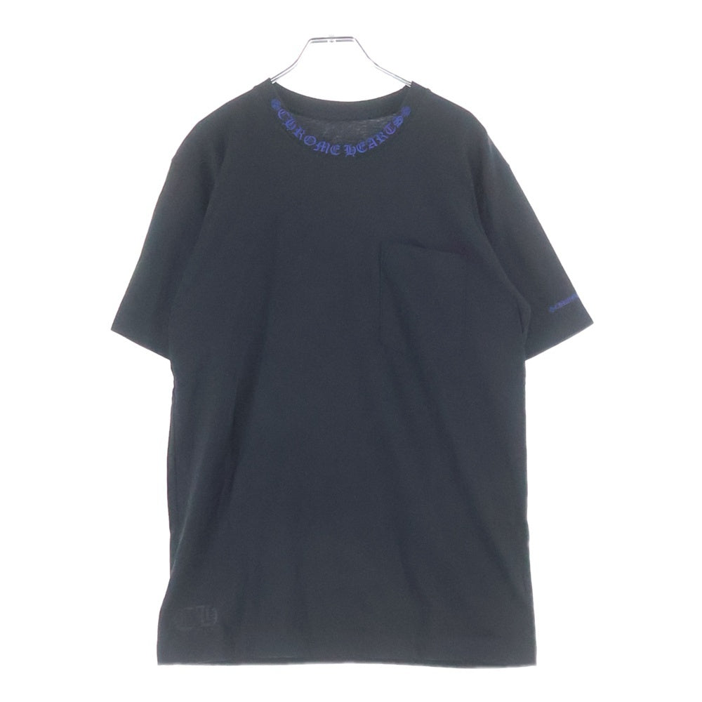 CHROME HEARTS(クロムハーツ) NECK LOGO S/S TEE ネック ロゴプリントTシャツ 半袖カットソー ブラック/ブルー