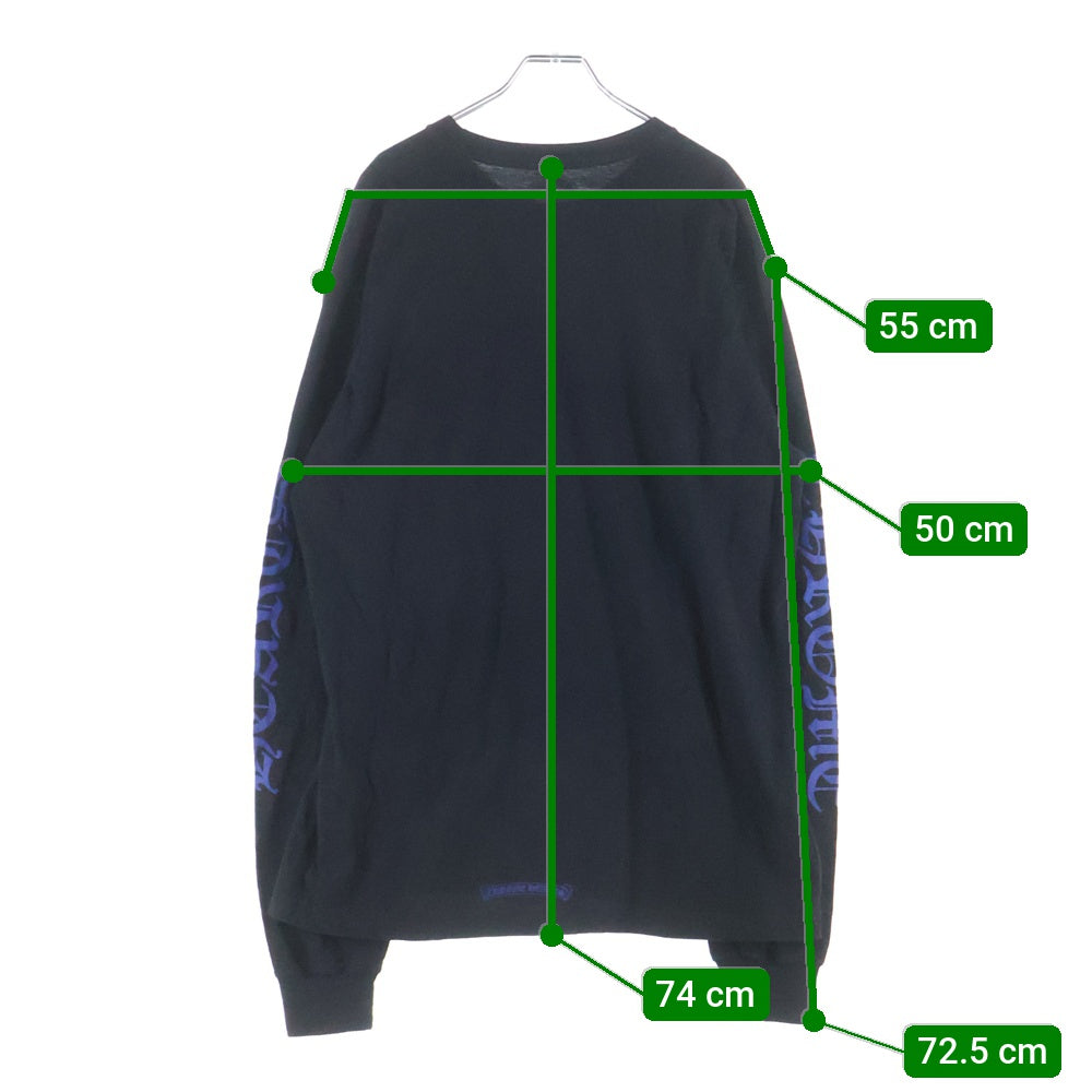 CHROME HEARTS(クロムハーツ) Neck Logo L/S TEE ネックロゴ ロングスリーブ長袖Tシャツ ブルー/ブラック