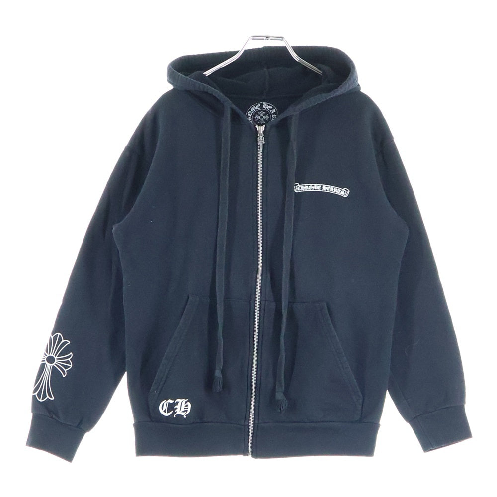 CHROME HEARTS(クロムハーツ) SWTSHRT HD ZIP バックセメタリークロスプリント 袖CHクロス ジップアップパーカー