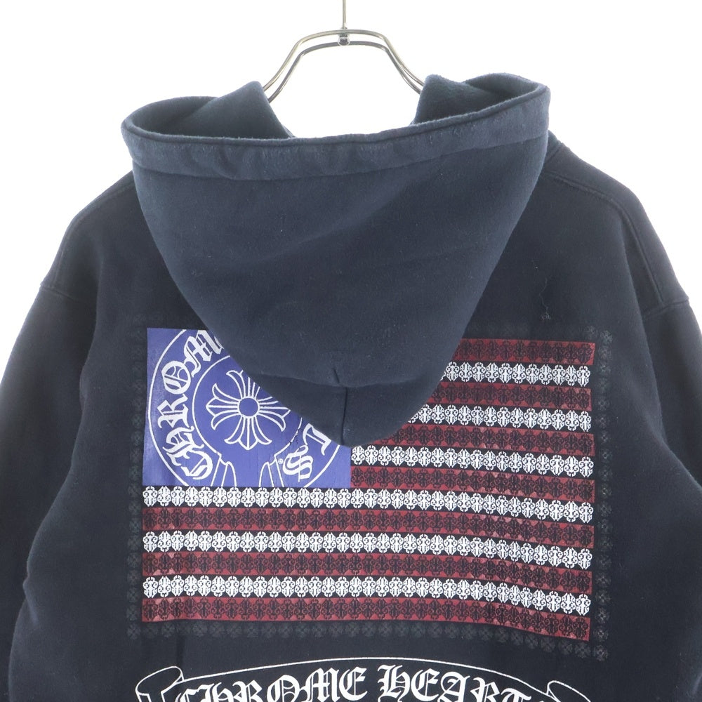 CHROME HEARTS(クロムハーツ) SWTSHRT HD ZIP 裏地サーマル バックアメリカンフラッグ ジップアップパーカー