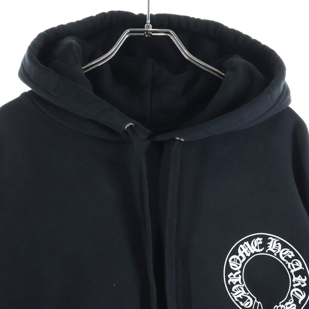 CHROME HEARTS(クロムハーツ) SWTSHRT PLVR 袖フローラルバックホースシュープリントプルオーバーパーカー ブラック